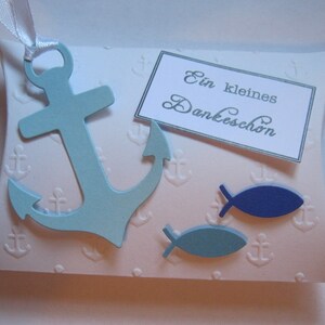 Set di 10 regali per gli ospiti Scatola cuscino Scatola cartone ANKER PESCE Battesimo Comunione Cresima