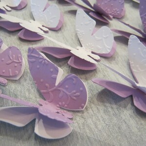 Lot de 20 papillons 3D en relief TATOUAGE MURAL DÉCORATION MURALE - blanc lilas violet - CHOIX DE COULEUR
