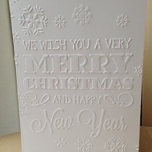 10 weiße geprägte Weihnachtskarten mit Umschlag ADVENT WEIHNACHTEN schlicht edel - Merry Christmas - Happy new Year
