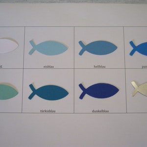 150 große FISCHE 5 x 2 cm - Stanzteile Streudeko - Taufe KOMMUNION Konfirmation - FARBWAHL