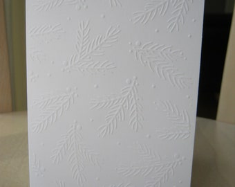 10 white embossed Christmas cards with envelope ADVENT CHRISTMAS simply noble - fir branches