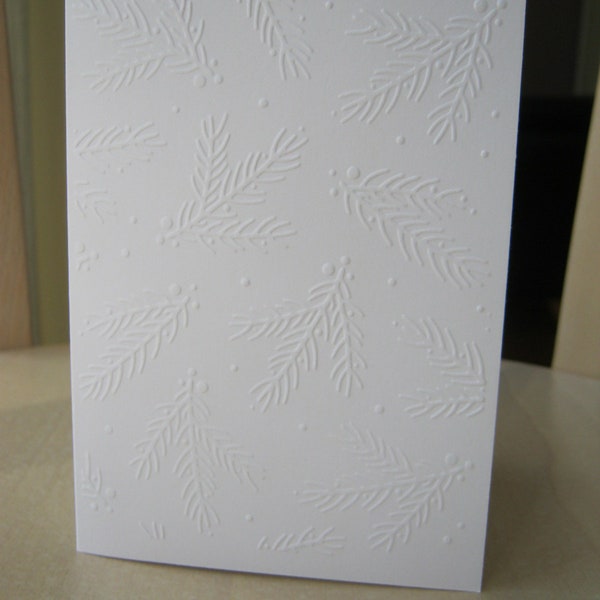 10 tarjetas de Navidad blancas en relieve con sobre ADVENT CHRISTMAS simplemente noble - ramas de abeto