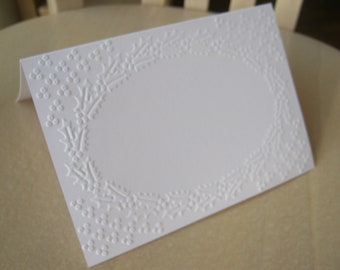 10 white embossed Christmas cards with envelope ADVENT CHRISTMAS simply noble - ILEX wreath