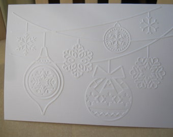 10 white embossed Christmas cards with envelope ADVENT CHRISTMAS simply elegant - Christmas balls