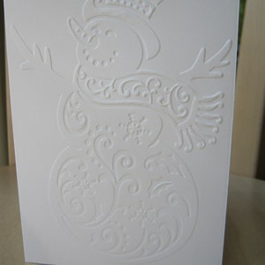 10 cartoline di Natale bianco goffrata con busta ADVENT CHRISTMAS semplicemente nobile - Pupazzo di neve