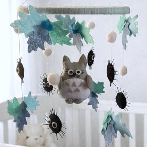 Baby mobile Anime decor gift hanging boy girl crib Studio ghibli nursery Felt mobile totoro Mobile nursery mobile Baby gift mobile image 1