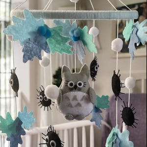 Baby mobile Anime decor gift hanging boy girl crib Studio ghibli nursery Felt mobile totoro Mobile nursery mobile Baby gift mobile image 2