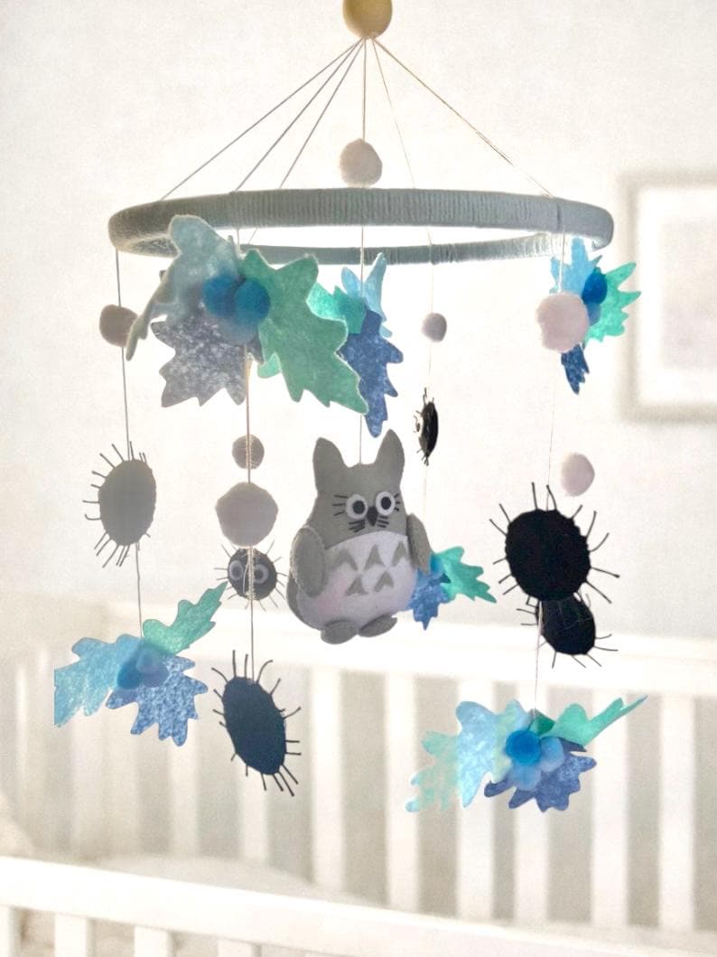 Baby mobile Anime decor gift hanging boy girl crib Studio ghibli nursery Felt mobile totoro Mobile nursery mobile Baby gift mobile image 3
