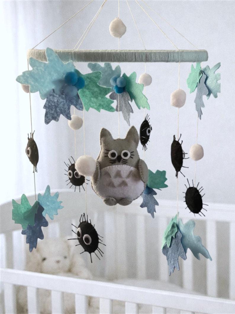 Baby mobile Anime decor gift hanging boy girl crib Studio ghibli nursery Felt mobile totoro Mobile nursery mobile Baby gift mobile image 1