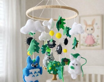 Baby mobile Totoro studio ghibli mobile newborn present crib mobile hanging mobile spiders anime felt mobile adventure mobile pregnancy gift