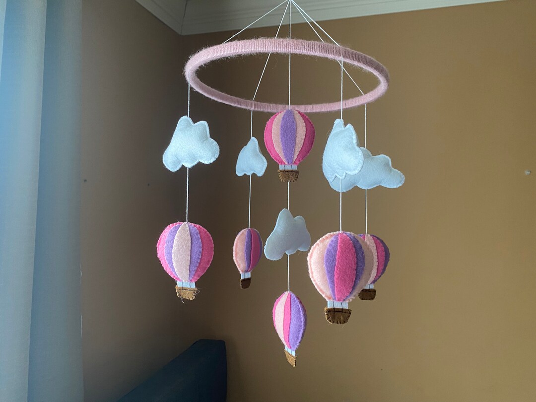 Hot Air Ballon Mobile Baby Space Nursery Newborn Present Felt Mobile