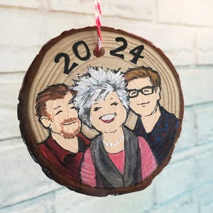Custom Hand-painted Christmas Ornament, Wood slice, Personalized Gift, Family Keepsake, Pet Ornament