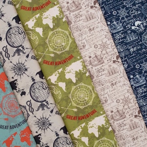 Tissu décoratif carte du monde gris beige 0,50 m