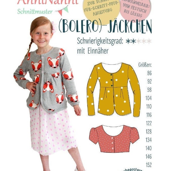 Schnittmuster Jacke / Bolero AnniNanni 86-152