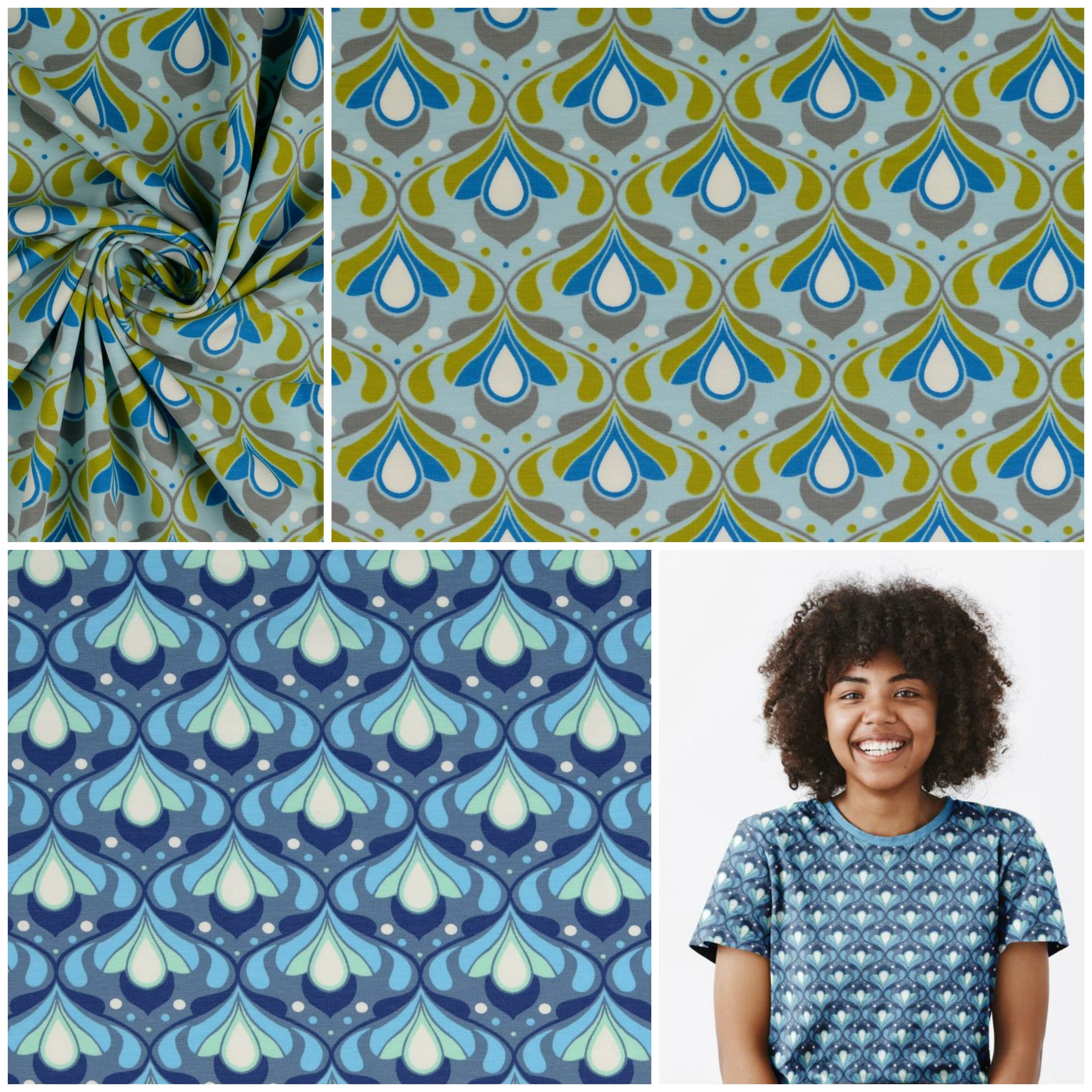 Türkis Damen Jersey Stoffe Retro Jersey Stoffe Retro Jersey Stoff