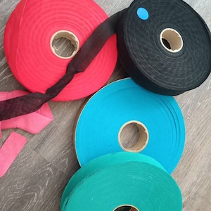 5 m BW bias binding unfolded open red turquoise petrol black edging tape