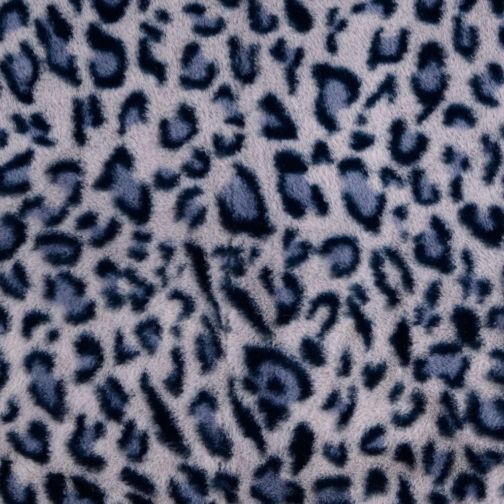 Fellimitat Kunstfell Teddyplüsch Leopard grau schwarz 1,45m Breite