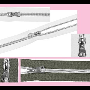 Endless Zipper Silver Spiral 1 m 3 Sliders