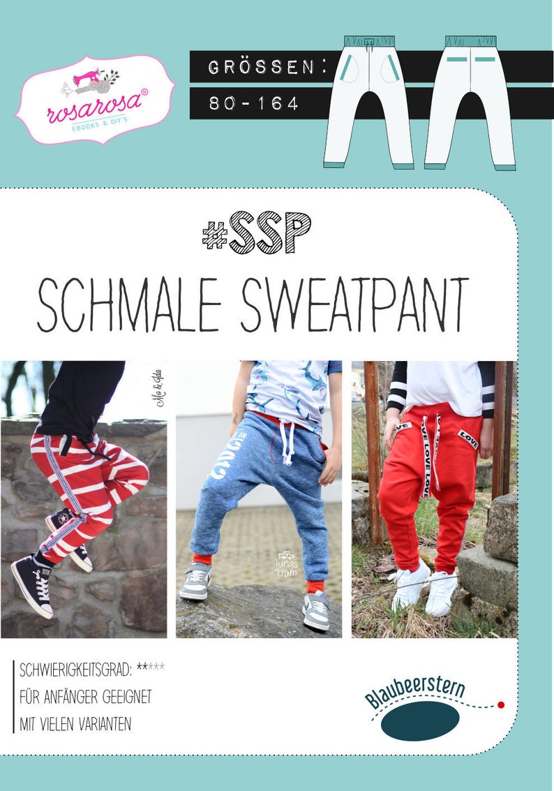 Schnittmuster schmale Sweatpants rosarosa Bild 1