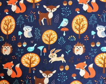 BW-Jersey Forest animals navy 0,5 m