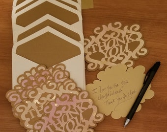 Tarjeta de agradecimiento, boda / bridal tarjeta de agradecimiento, cumpleaños gracias tarjeta