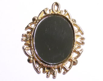 Dollhouse miniature antique mirror gold plated