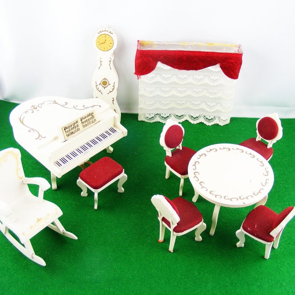 Salon Lundby salon baroque blanc-rouge 1966