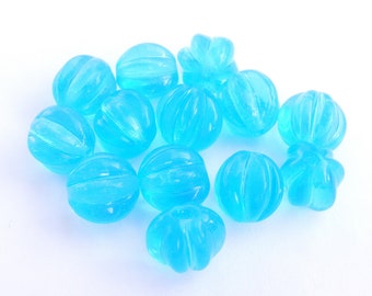 20 glass beads melon beads aqua 10 mm 2nd choice