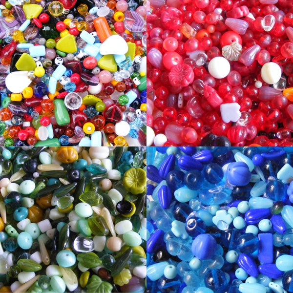 500/ 250 Gramm Glasperlen Mix böhmische Perlen 2. Wahl 3-20 mm