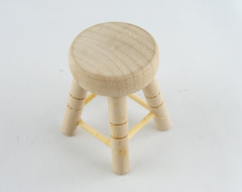 1:12 Dollhouse Miniatures Meubles Tabouret rond en bois Style années 70