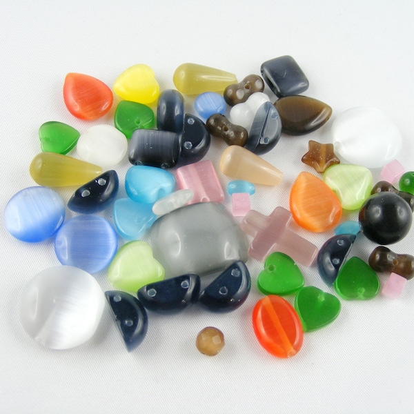 Cateyeperlen Glas verschiedene Formen und Farben