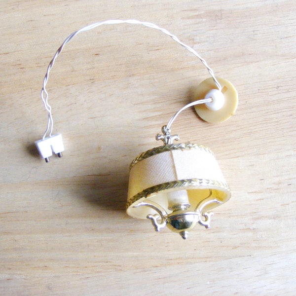 Lundby Vintage Puppenhaus Lampe Hängelampe creme-gold funktionstüchtig  4 V