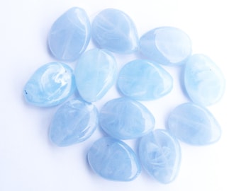 Perlen oval blau-grau 25 x 18 mm