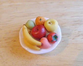 Miniatures maison de poupée assiette de fruits 1:12