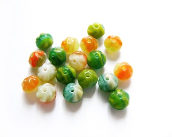 Glass beads lenses fancy multi-coloured patterned 5 x 6 mm