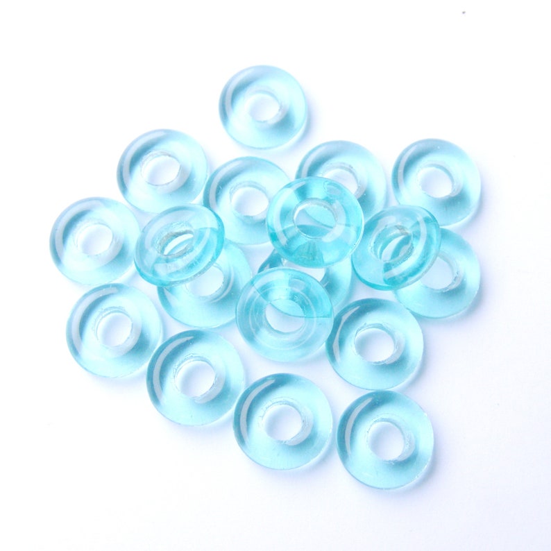 Perles en verre perles annulaires transparentes 10 mm sélection de couleurs aqua