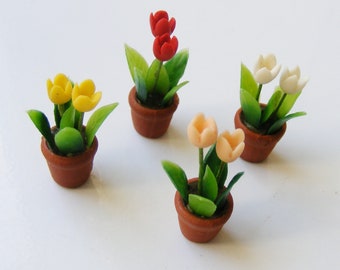 Dollhouse mini pot de fleurs tulipes 1:18