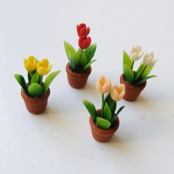 Puppenhaus Mini-Blumentopf Tulpen 1:18