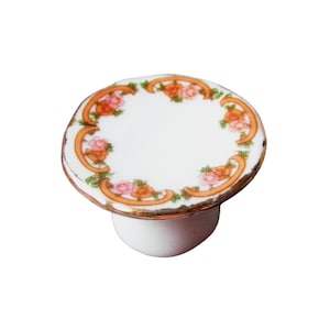 Dollhouse cake stand / cake stand porcelain with flowers and gold rim