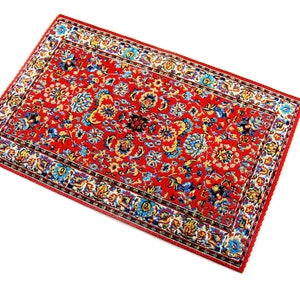 Dollhouse rug traditional motifs woven 8 x 12 cm