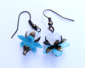 Water lily earrings - blue