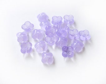 20 perles en verre fleurs lilas 11,5 x 5,5 mm violet transparent