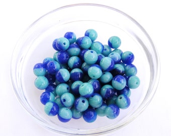 Color selection 50 glass beads round two-tone 6 mm