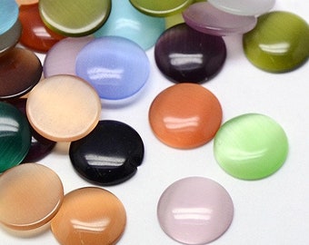 50 Glas 14 mm Cateye-Cabochon Farbmix