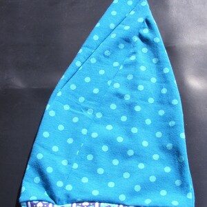 Bonnet à nœud, chapeau pointu, tour de tête enfant 40 cm, pois bleus image 2