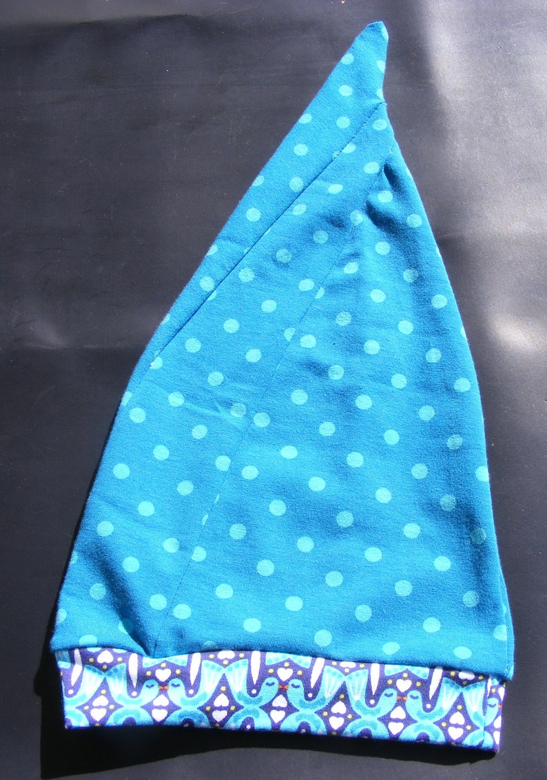 Bonnet à nœud, chapeau pointu, tour de tête enfant 40 cm, pois bleus image 2