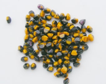 100 perles en verre Pince 3 x 5 mm noir-jaune 2ème choix