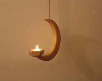 Moon with tealight made of maple/alder/fruit woods