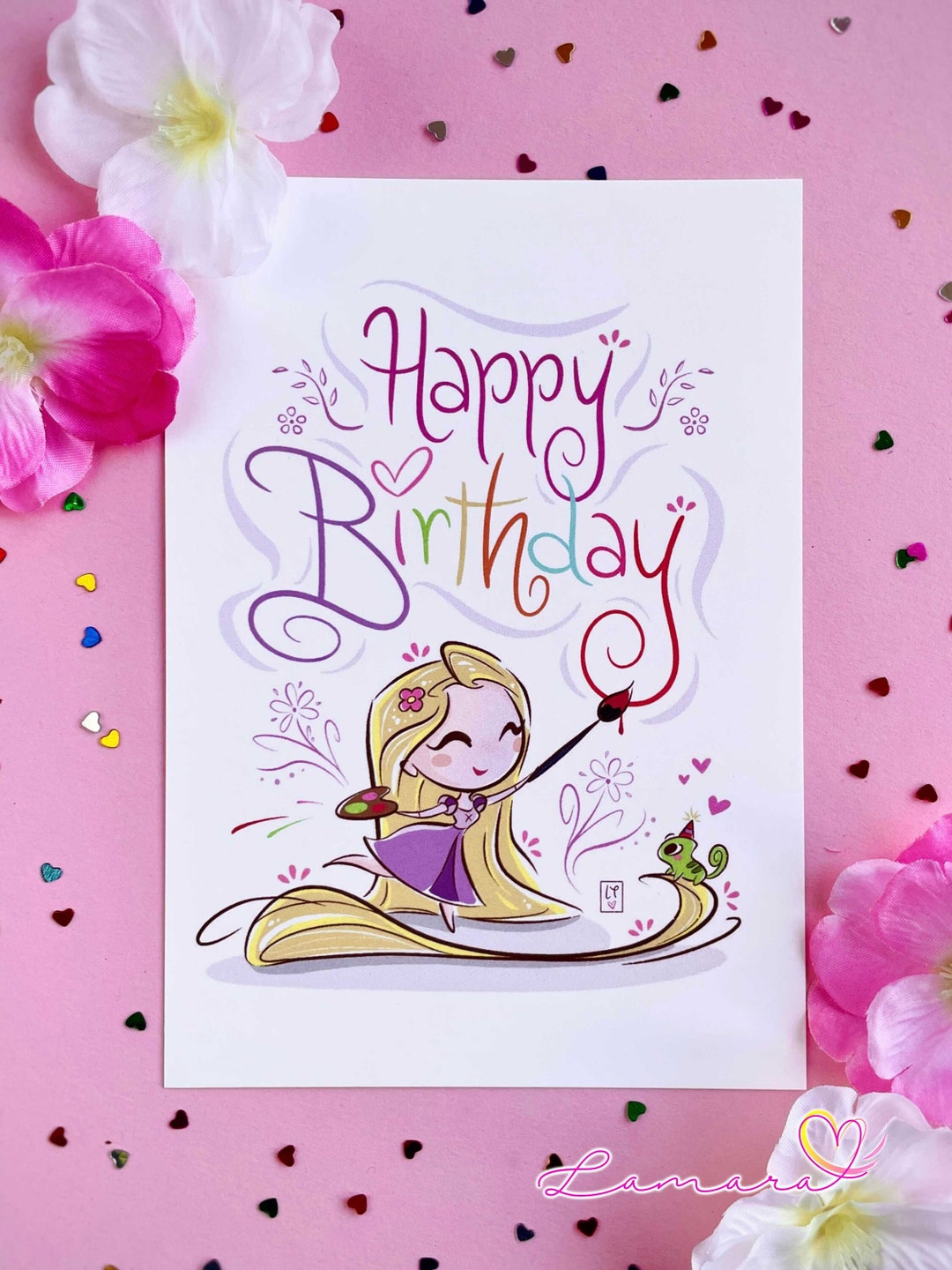 Disney Geburtstagskarte Rapunzel Pascal Grußkarte Mama - Etsy.de