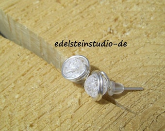 Ohrstecker 925er Silber mit Bergkristall gecrackt